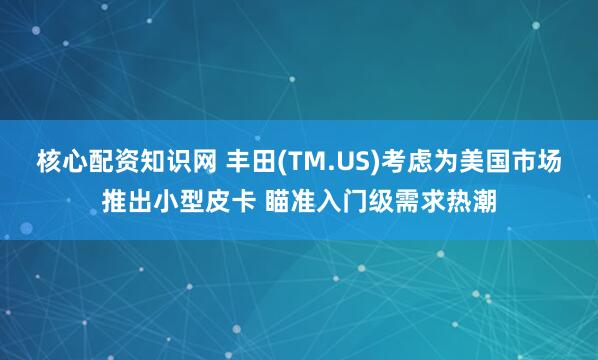 核心配资知识网 丰田(TM.US)考虑为美国市场推出小型皮卡 瞄准入门级需求热潮