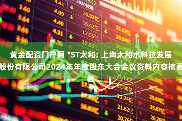 黄金配资门户网 *ST太和: 上海太和水科技发展股份有限公司2024年年度股东大会会议资料内容摘要